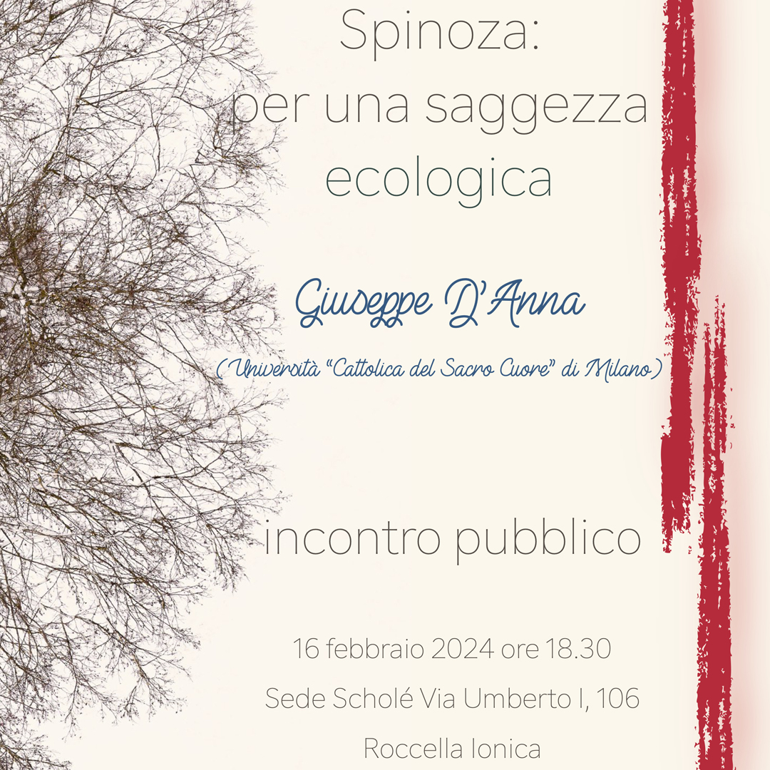 "Spinoza: per una saggezza ecologica". Incontro con Giuseppe D'Anna