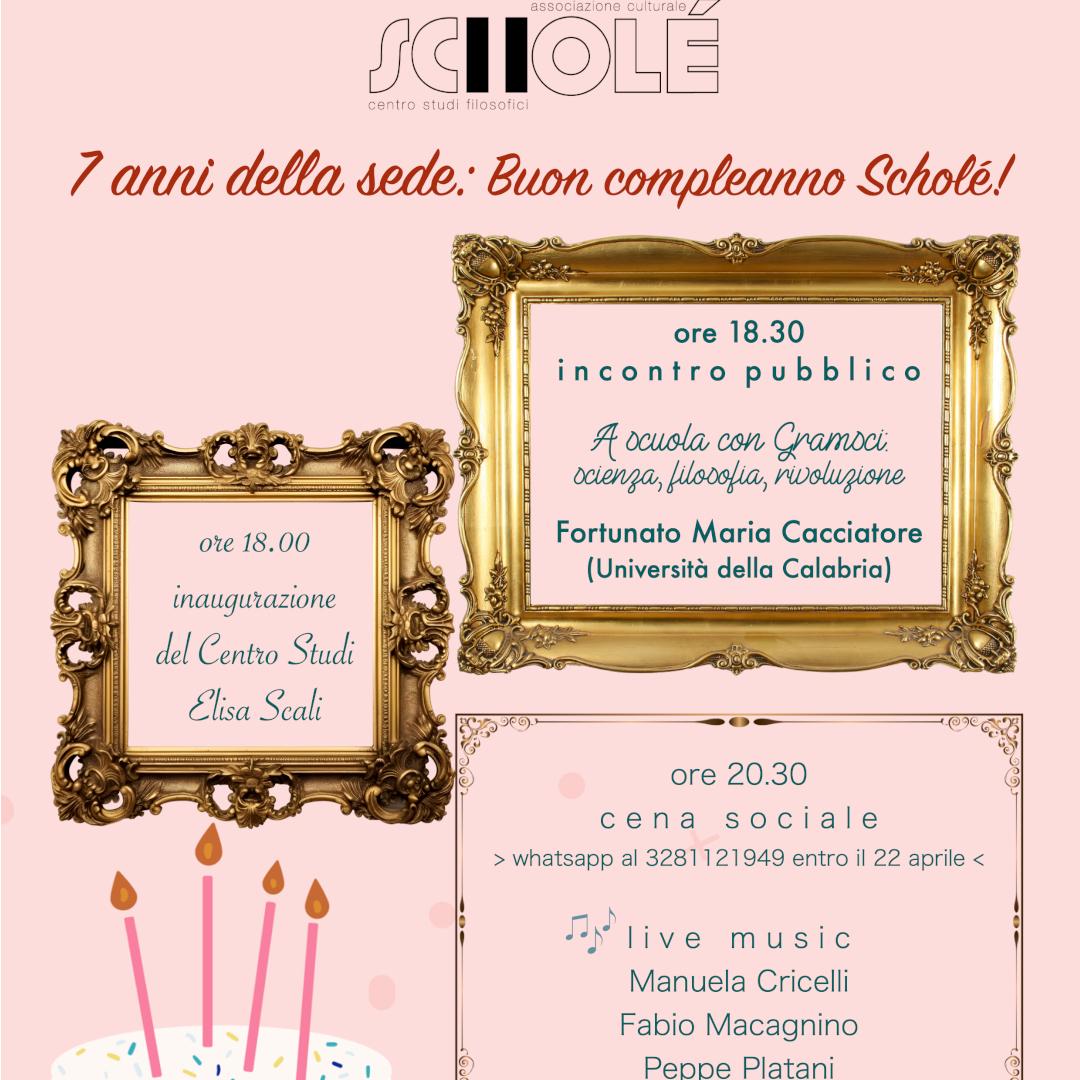 Il 24/04 Scholé inaugura il Centro Studi "Elisa Scali". Filosofia, amicizia e musica a partire dalle ore 18.00