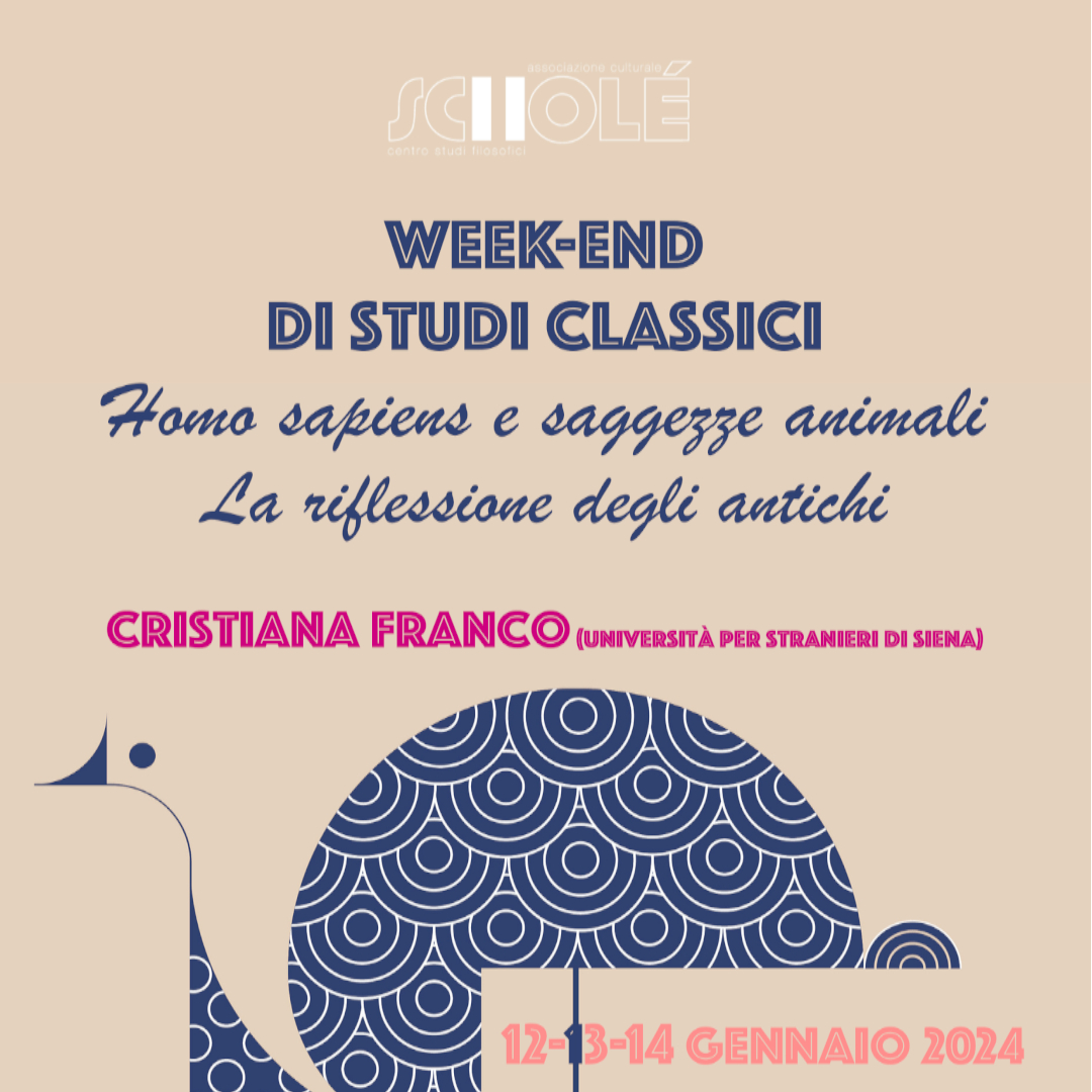 "Homo sapiens e saggezze animali". WE di studi classici con Cristiana Franco dal 12 al 14 gennaio 2024